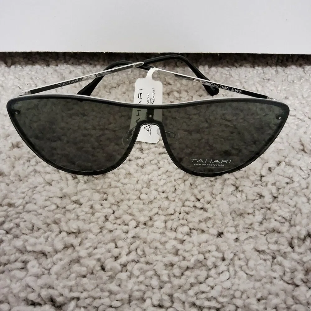 Tahari Women's Rimless Shield 100% UV Protection Sunglasses Dark Lenses NWT